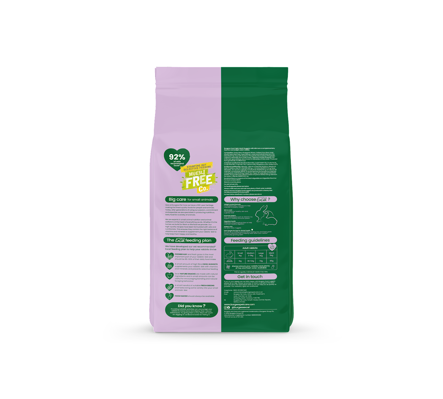 Burgess Excel Light Pellets for Overweight Rabbits 1.5kg