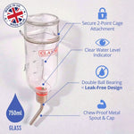 Classic Glass Drinking Bottle 750ml (Large) – Water Bottle for Rabbits, Guinea Pigs & Other Small Pets