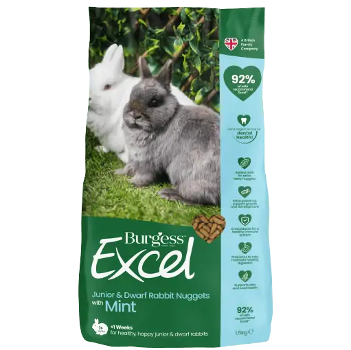 Burgess Excel Rabbit Pellets with Mint for Junior and Dwarf Rabbits 1.5kg