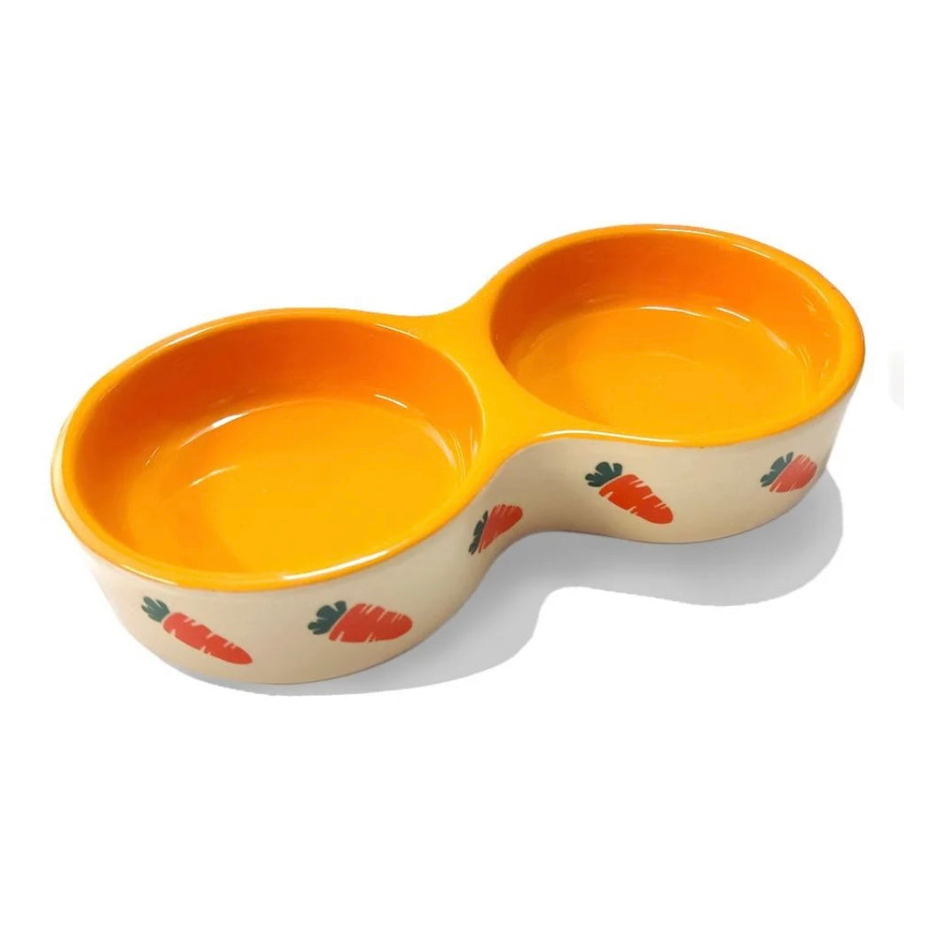 Carrot Double Small Animal Dish